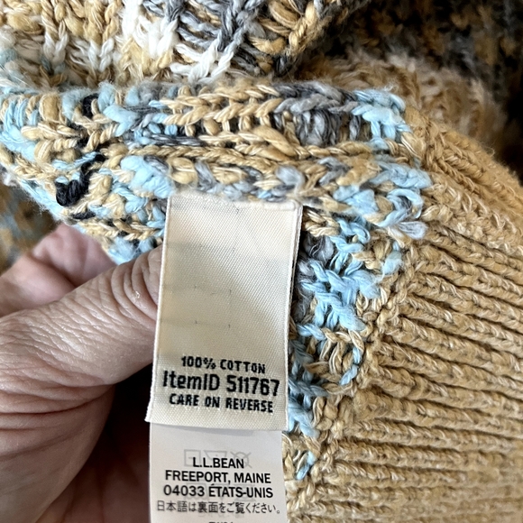 L.L.Bean Women's Cotton Ragg Open Cardigan in a multicolor Fair Isle pattern. XL - Picture 3 of 7